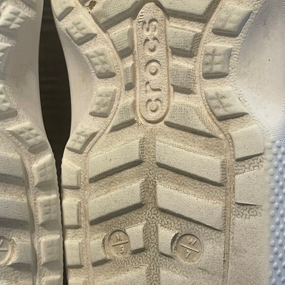 CROCS Classic Lined Clogs White With Gray Liner Size M/5 W/7 - Picture 11 of 11